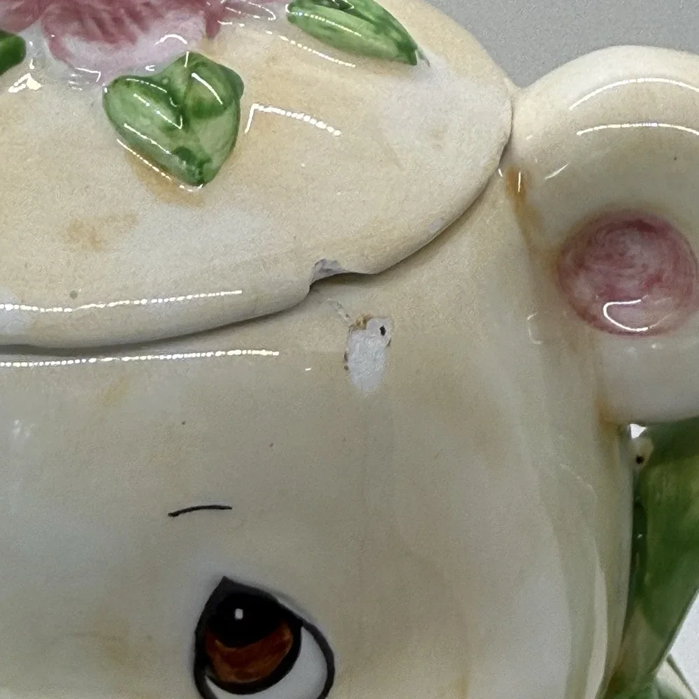 VTG JSNY 1975 Bear Honey Teapot Bee Lid Hand Painted‎ Ceramic Part of Collection